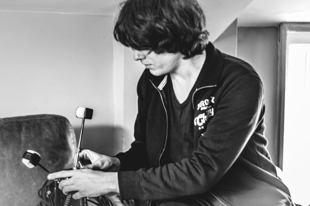Eric Ombelli setting up in the dressing room